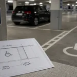 Place de parking dimension 5 m : repérage PMR et épi