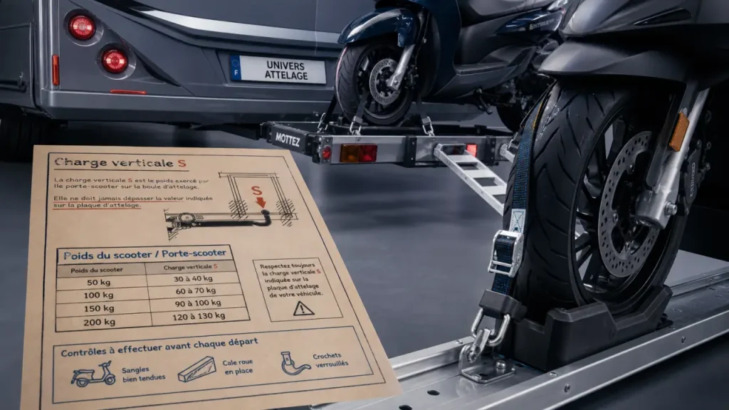 Porte scooter pour camping car avec charge verticale S et rampe alu en studio