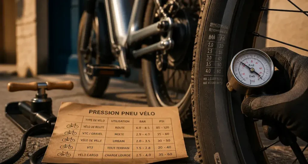 Pression pneu vélo électrique : 4,5 bar minimum en ville
