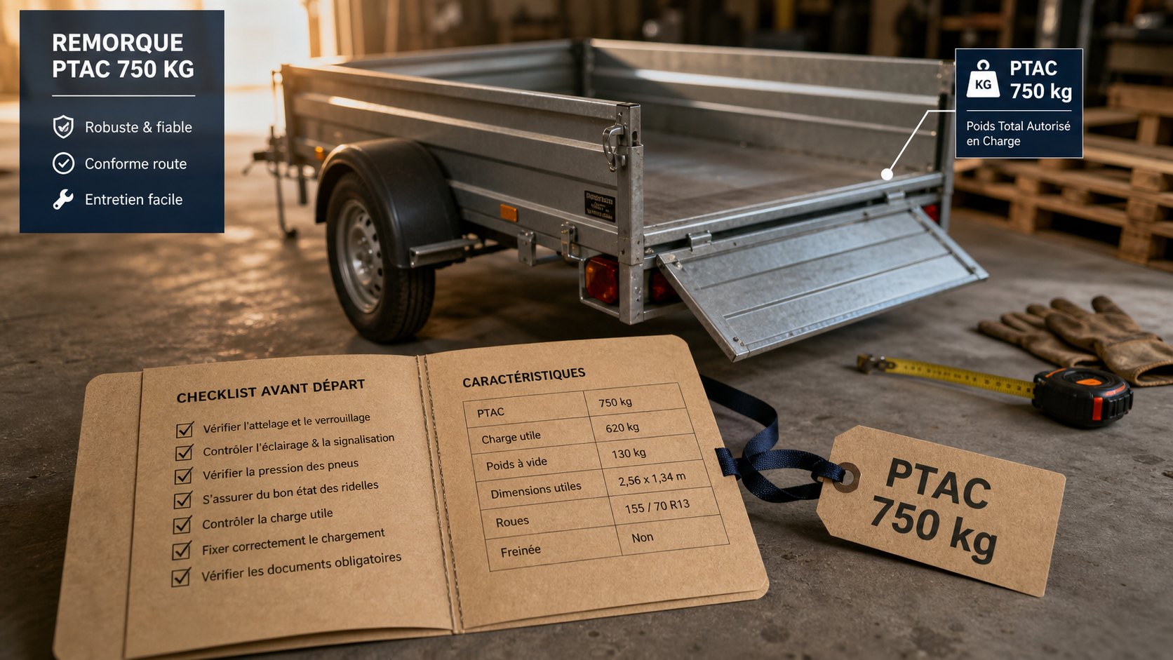 Remorque Unitrailer avis, PTAC 750 kg et livraison 48h