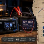 Temps de charge batterie voiture 12V 60Ah en heures selon l’ampérage