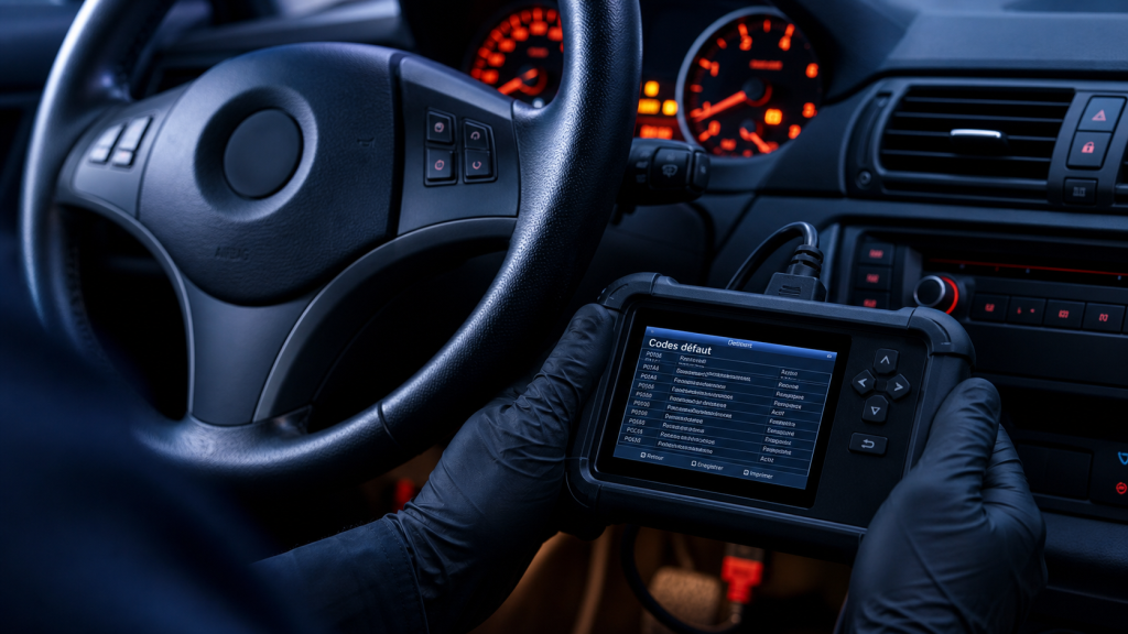Voyant serie 1 bmw : codes défaut affichés sur valise OBD, voyants rouge et orange