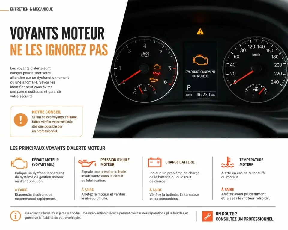Voyants d'alerte moteur sur tableau de bord Peugeot 3008