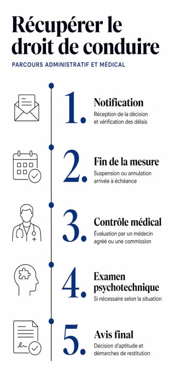 Permis suspendu ou retiré : chronologie des démarches pour reprendre la conduite légalement