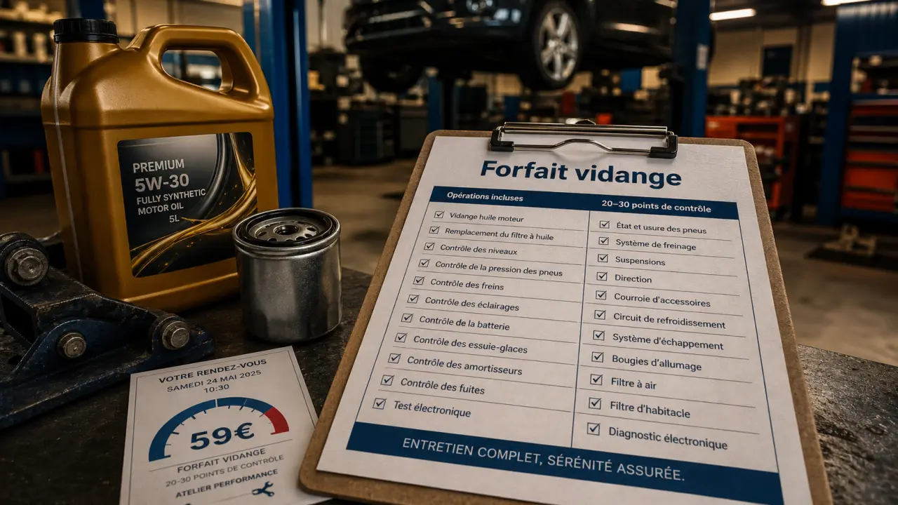 Feu vert forfait vidange 59€ : 30 points de contrôle et rendez-vous