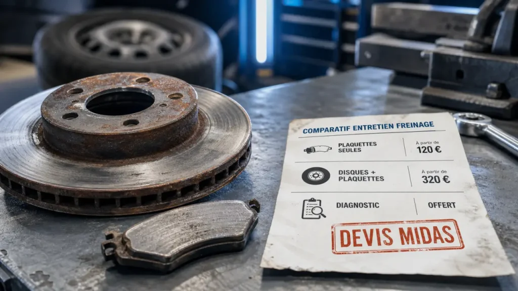 Prix du changement de plaquettes de frein et de disques chez Midas : devis, délais et points à vérifier