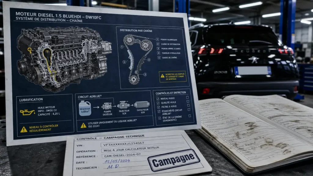 Peugeot 2008 diesel 2021 : chaîne BlueHDi, AdBlue et prise en charge à vérifier