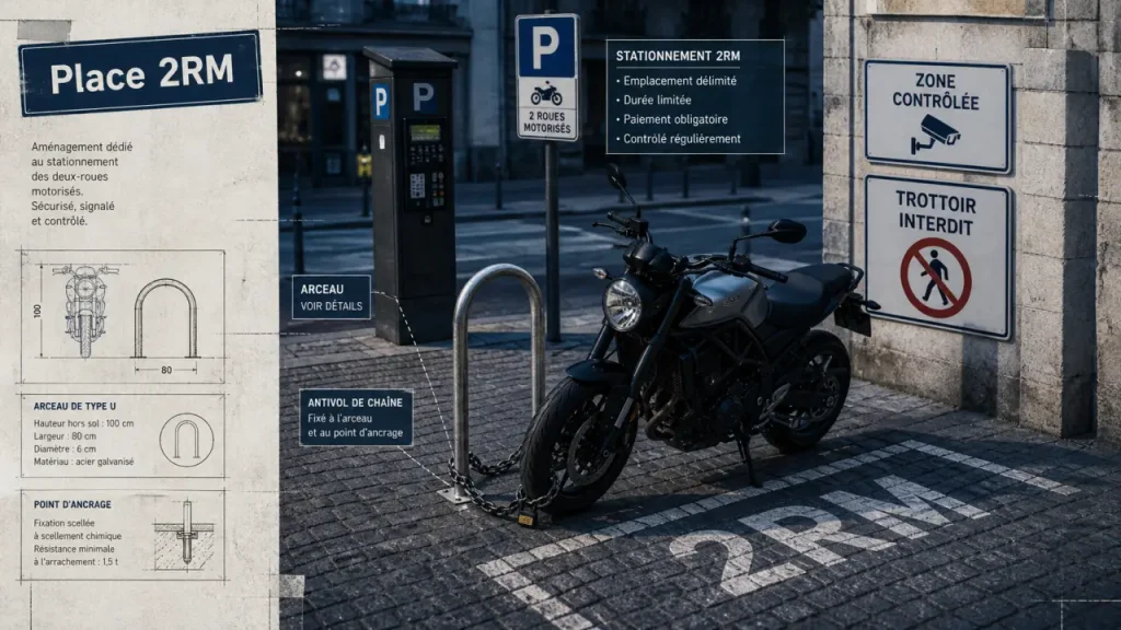Stationnement moto : trottoir interdit, tarifs à Paris et solutions sûres