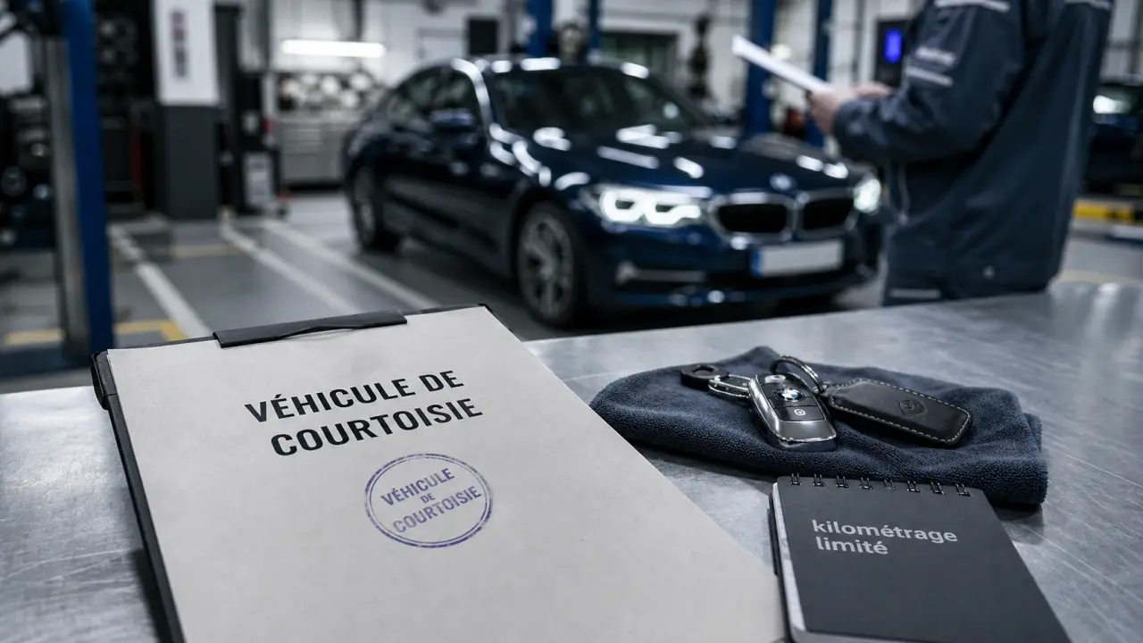 Véhicule de courtoisie prêt à usage gratuit : clés et dossier en concession