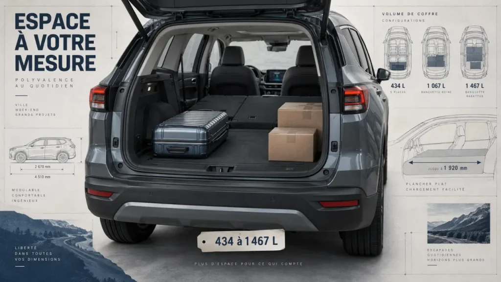 Peugeot 2008 : 434 litres au quotidien, jusqu’à 1 467 litres banquette rabattue
