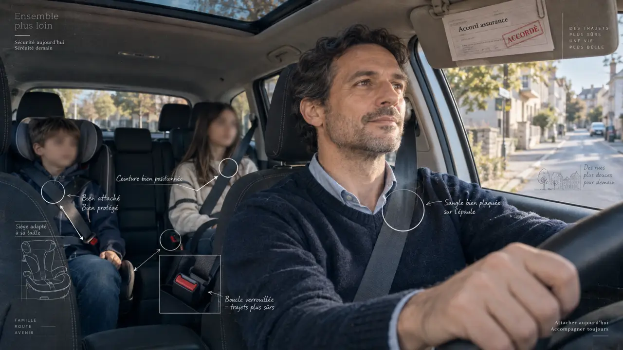 Conduite supervisée passagers arrière : passagers ceinturés en voiture