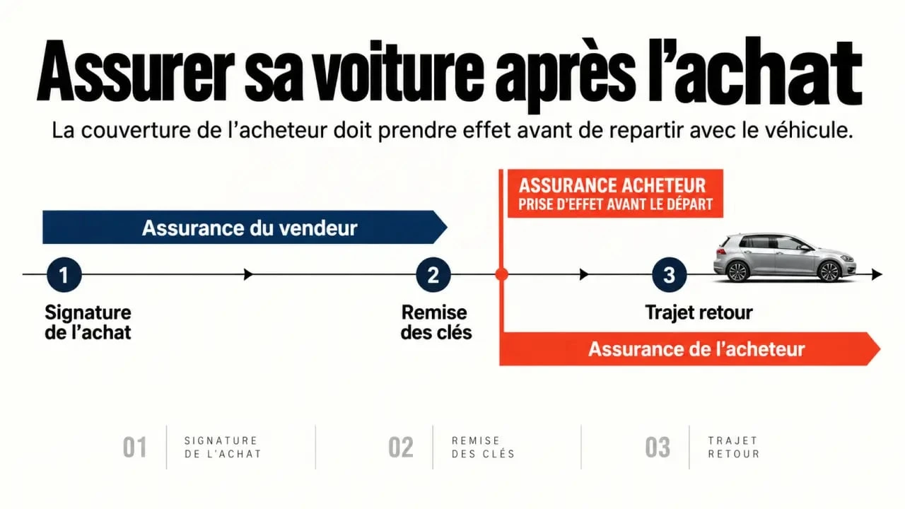 Combien de temps pour assurer une voiture après achat : frise entre remise des clés, prise d’effet et trajet retour