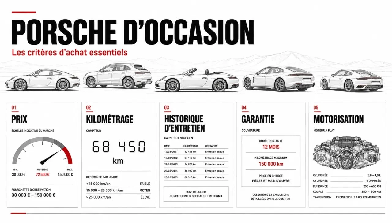 Voiture Porsche occasion : panorama des modèles et critères clés pour comparer les annonces