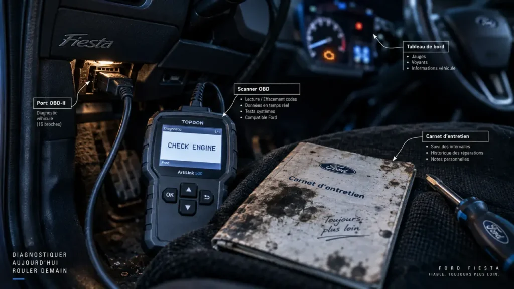 Ford Fiesta voyant moteur : un clignotement impose l’arrêt