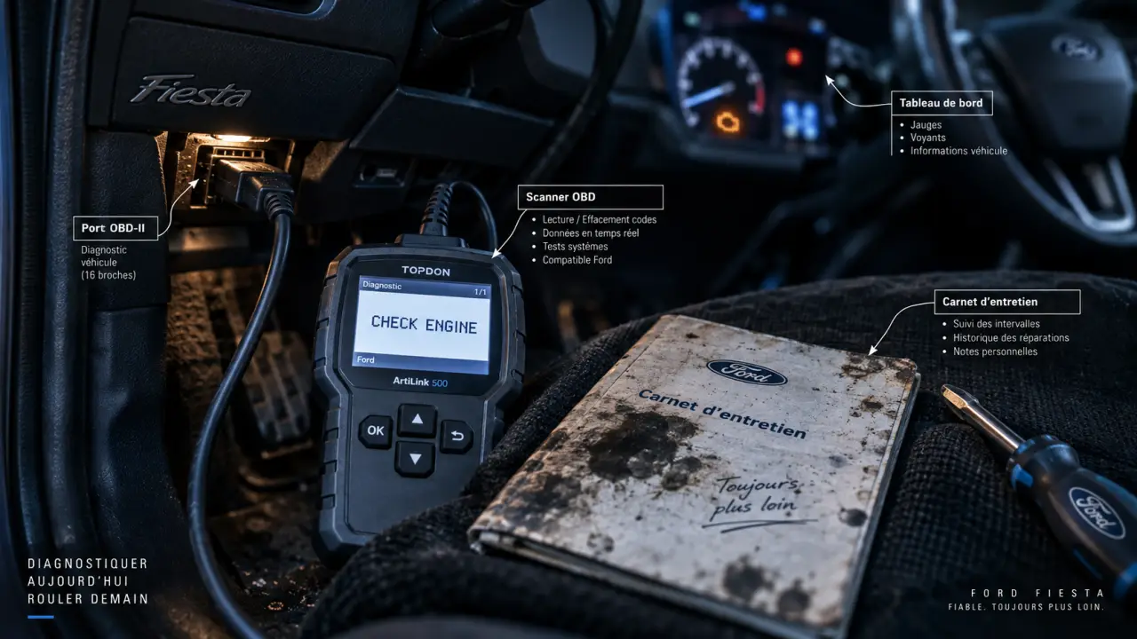 Ford Fiesta voyant moteur clignote : stop