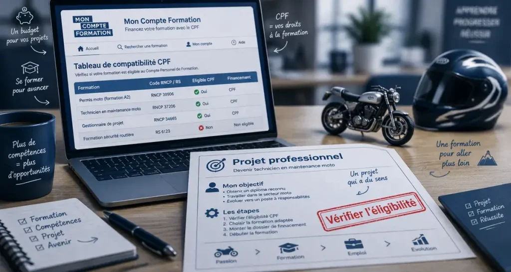 Permis moto CPF en 2025 : le permis B bloque le financement, sauf dossier très encadré